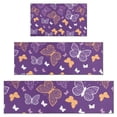 thumbnail image 1 of Purple Orange White Butterfly Pattern Kitchen Rugs Sets Of 3,Kitchen Runner Rugs Non Skid Washable,Decorative Kitchen Floor Mats for Kitchen,Sink,Laundry,17"x30"+ 17"x47" + 17"x59", 1 of 6