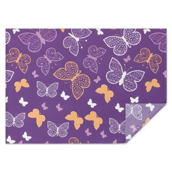 Purple Orange White Butterfly Pattern Rectangle Tablecloth 60"x84",Waterproof Polyester Rectangle Table Cloth, Wipeable Spillproof Polyester Tablecloth for Dining, Camping, Indoor and Outdoor