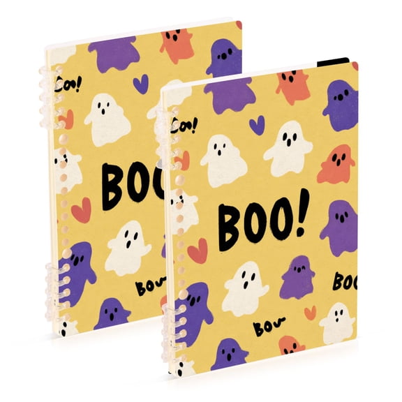 Purple Orange White Specters with Halloween Boo Notebook Detachable Coil Notebook Diary Plan Book A5 Size 60 Pages 1 Pack