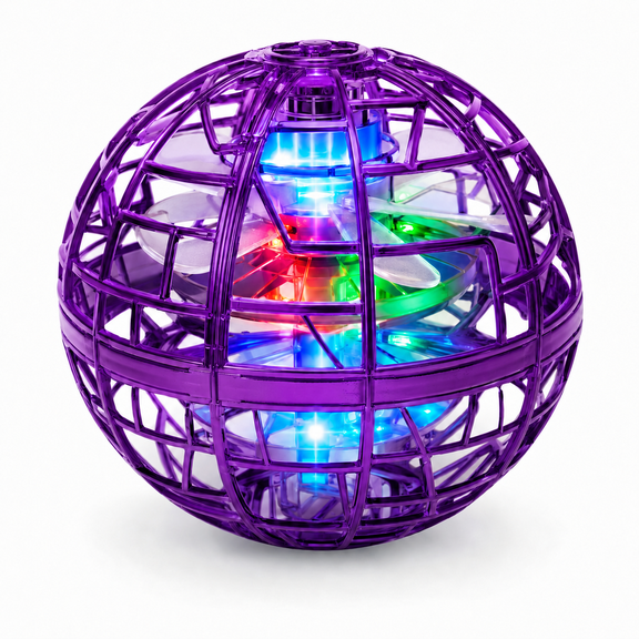 Purple Orb: Purple Cosmic Fly Spinner Floating Galaxy Ball with Colorful Lights, Aerodynamic Return Action and Family Party Fun