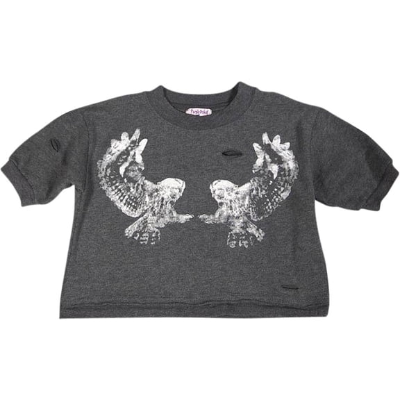 Purple Orchid - Big Girls' Short Sleeve Crop Sweatshirt 29586-12 (charcoal)