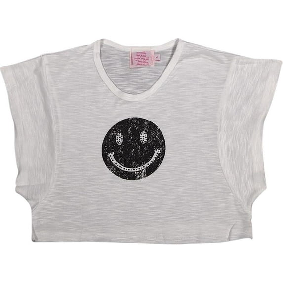 Purple Orchid - Little Girls Short Sleeve Cropped Top 29208-2T (White Smiley 2)