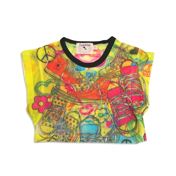 Purple Orchid - Little Girls Short Sleeve Cropped Top 31249-4 (yellow sneakers)