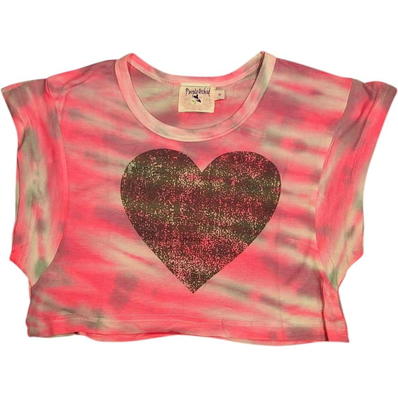 Purple Orchid - Little Girls Short Sleeve Tie Dye Top 28913-4 (pink grey stripe)