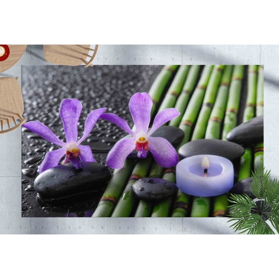 Purple Orchid Rugs, Black Stones Rugs, Modern Rugs, Modern Rugs Home Decor Rugs, Purple Orchid Bamboo Grove Rug, Bedroom Rugs, Home Decor, 2.6'x5' - 80x150 cm