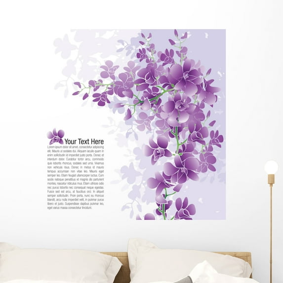 Purple Orchids Wall Mural by Wallmonkeys Peel and Stick Graphic (36 in H x 36 in W) WM138711