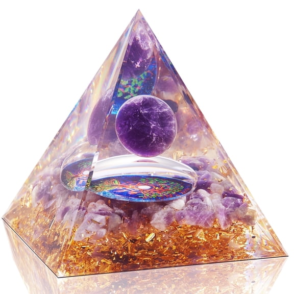 Purple Orgone Pyramid,Amethyst Crystals and Healing Stones for Reduce Stress Chakra Reiki Healing Meditation Attracts Lucky and Success,Bring Good Luck and Wealth