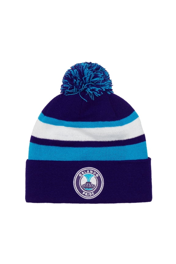 Purple Orlando Pride Cuffed Knit Hat with Pom