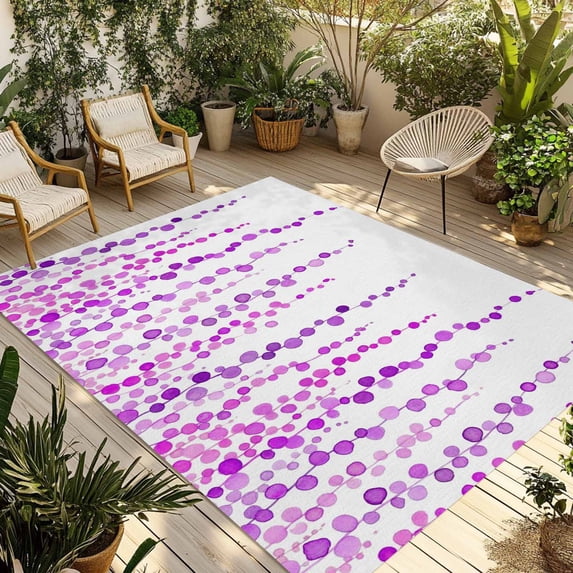 Purple Outdoor Rug for Patio/Deck/Porch, Non-Slip Large Area Rug 4 x 6 Ft, Polka Dots Watercolor Abstract Art Indoor Outdoor Rugs Washable Area Rugs, Reversible Camping Rug Carpet Runner