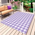 thumbnail image 1 of Purple Outdoor Rug for Patio/Deck/Porch, Non-Slip Large Area Rug 5 x 7 Ft, Country French Rustic Buffalo Plaid Modern Art Indoor Outdoor Rugs Washable Area Rugs, Reversible Camping Rug Carpet Runner, 1 of 8