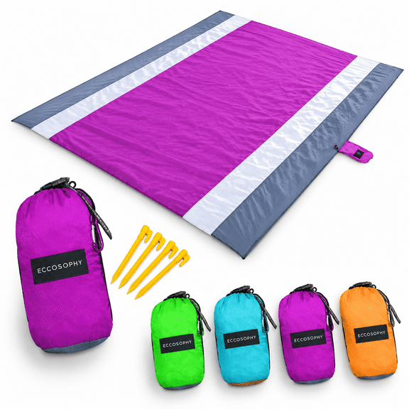 Purple Oversized 9x10 Ft Ripstop Parachute Nylon Sandproof Beach Blanket