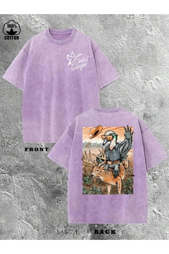 Purple Oversized Vintage Distressed Graphic T-Shirt, Crew Neck, Short Sleeves, Unisex Streetwear Style