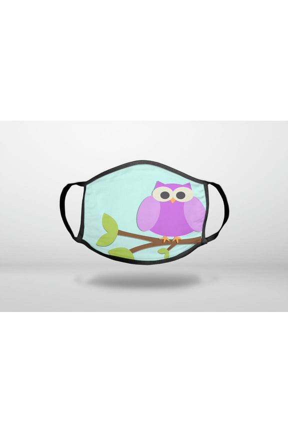 Purple Owl Cartoon - 3-Ply Reusable Soft Cloth Face Covering, Unisex, Cotton Inner Layer