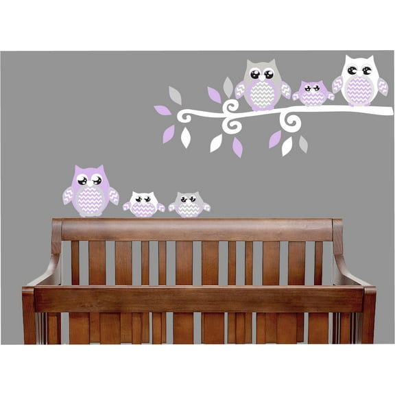 Purple Owl Wall Decals / Owl Stickers / Woodland Forest Animals Owl Nursery Wall Decor