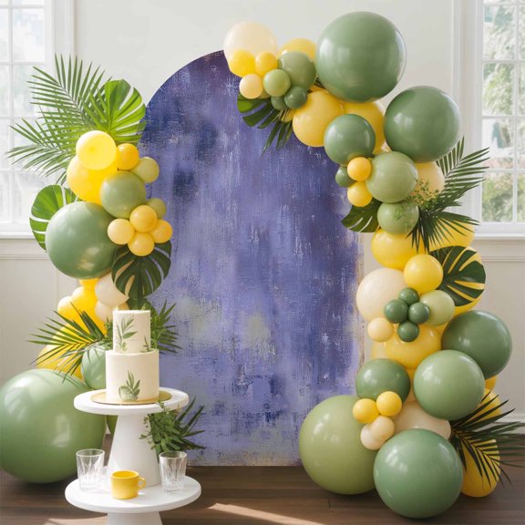 Purple Paint Arch Backdrop Cover, 4FT, Abstract Retro Purple Grey Paint Spandex Arch Covers Double-Sided Backdrop for Wedding Birthday Party Photo Background Decoration