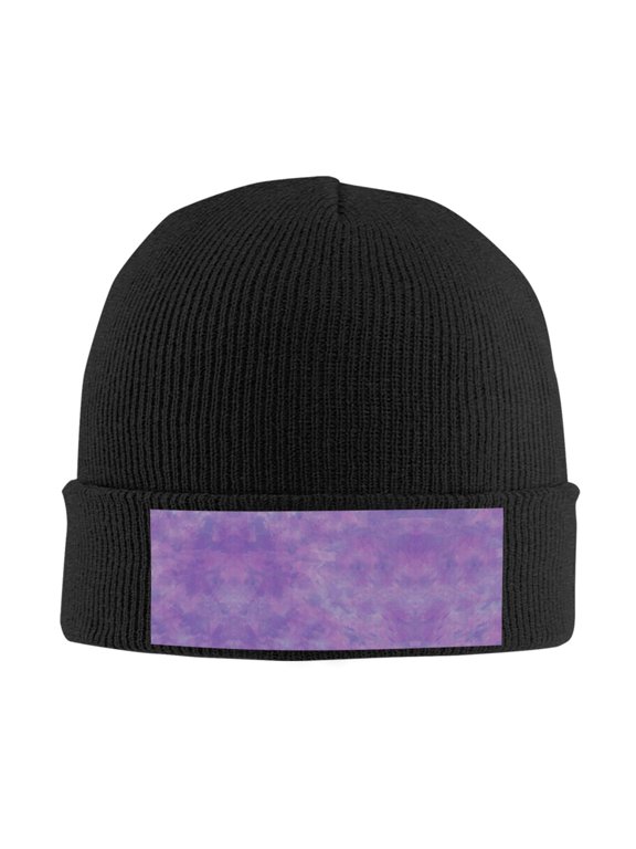 Purple Paint Beanie Hat Knit Hat Skull Cap for Men Women Winter Hat Black