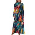 thumbnail image 1 of Purple Paint Brush Dress Abstract Art Street Fashion Bohemia Dresses Woman Long Sleeve High Waist Modern Long Maxi Dress, 1 of 2