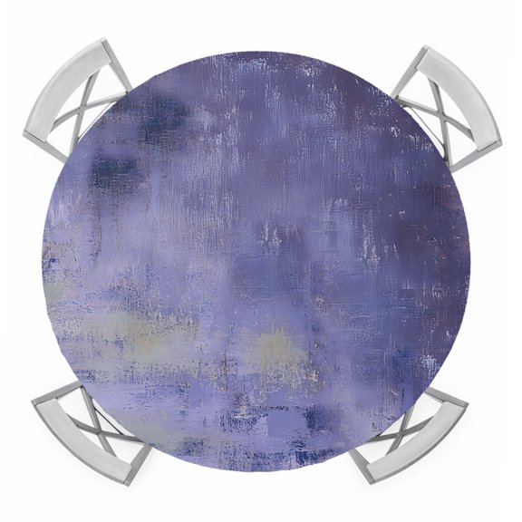 Purple Paint Round Table Cover, Abstract Retro Purple Grey Paint Waterproof Fitted Tablecloths for 36"-44" Tables, Washable Picnic Table Cover for Camping Dining Indoor Outdoor