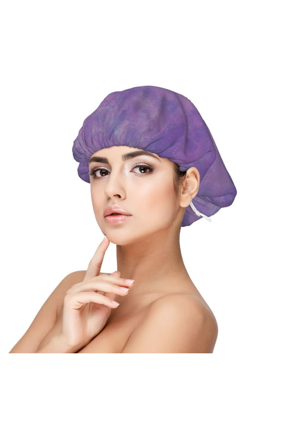 Purple Paint Sleep Cap Satin Bonnet Night Sleeping Soft Hair Turbans For Women