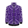 thumbnail image 1 of Purple Paisley Bandana Pattern Jacket Men's Street Cool Long Sleeves Coat Personality Tops Oversized Zipper Jackets Male Clothes, 1 of 7