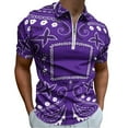 thumbnail image 1 of Purple Paisley Bandana Pattern Men Zipper T-shirt Summer Casual Short Sleeve T-shirt Top, 1 of 7