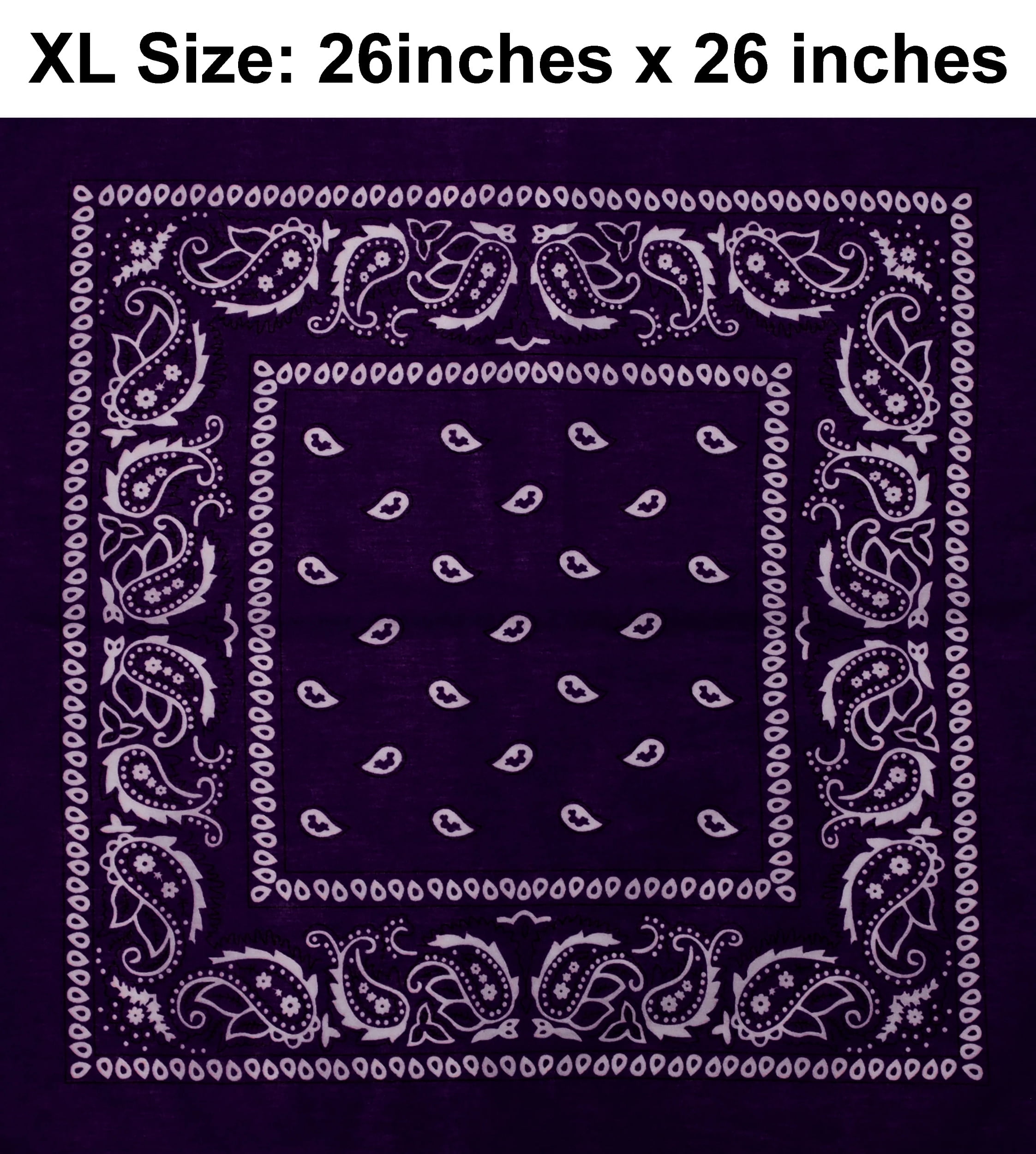 Purple Paisley Design XL 26 X 26 Cotton Scarf Bandana