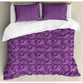 thumbnail image 1 of Purple Paisley Duvet Cover Set King Size, Monochrome Design Graphic with Floral Motif Damask Print, Decorative 3 Piece Bedding Set with 2 Pillow Shams, Purple Fuchsia and Pale Purple, by Ambesonne, 1 of 3