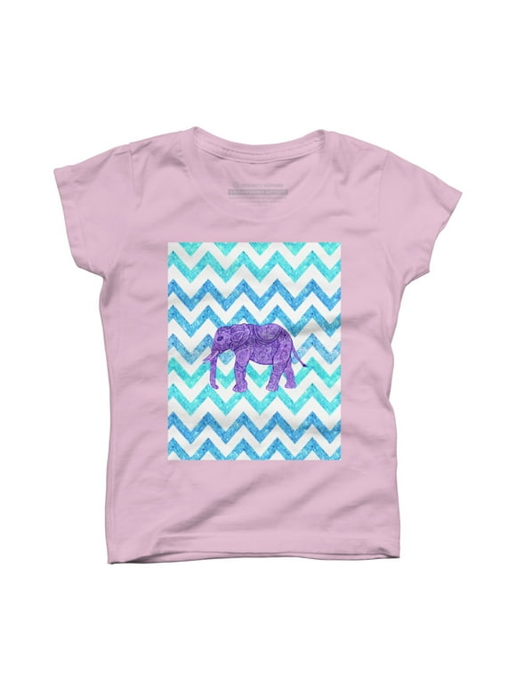 Purple Paisley Elephant Girly Teal Glitter Ch Girls Pink Graphic Tee - Design By Humans  XS