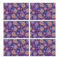thumbnail image 1 of Purple Paisley and Floral Pattern Summer Placemats Table Placemats Set Of 6-Linen Kitchen Washable Placemats Table Mats 11.8"x17.7" Non-Slip Heat Resistant, 1 of 5