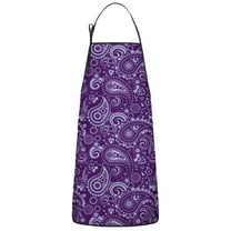 Purple Paisley Pattern Apron-Garden Aprons for Women with Pockets-Cotton Linen Waterproof Kitchen Cooking Gardening Aprons Adjustable for Kitchen,Cooking,BBQ and Salon 33x27 Inch