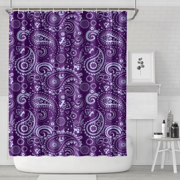 Purple Paisley Pattern Shower Curtain 84"x72" ,Bathroom Decorative Shower Curtains Set with 12 Hooks,Modern Waterproof Washable Shower Curtain