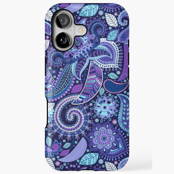 Purple Paisley Quilted Style Pattern Compatible Phone Case for iPhone 11-17 Pro Max