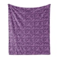 thumbnail image 1 of Purple Paisley Soft Flannel Fleece Throw Blanket, Monochrome Design Graphic with Floral Motif Damask Print, Cozy Plush for Indoor and Outdoor Use, 50" x 70", Purple Fuchsia, by Ambesonne, 1 of 6