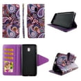 thumbnail image 1 of Purple Paisley Wallet Case for Samsung Galaxy J7 (2018) / J7 Refine / J7 V 2nd Gen / J7 Star Folio Standing Cover Card Slot Money Pocket Magnetic Closure Fashion Flip Pu Leather, 1 of 2