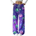 thumbnail image 1 of Purple Pajama Pants Women Stretch Lounge Pants Comfy Pjs Sleep Bottoms Soft Pajama Pants Cute Trousers Loose Palazzo S, 1 of 6