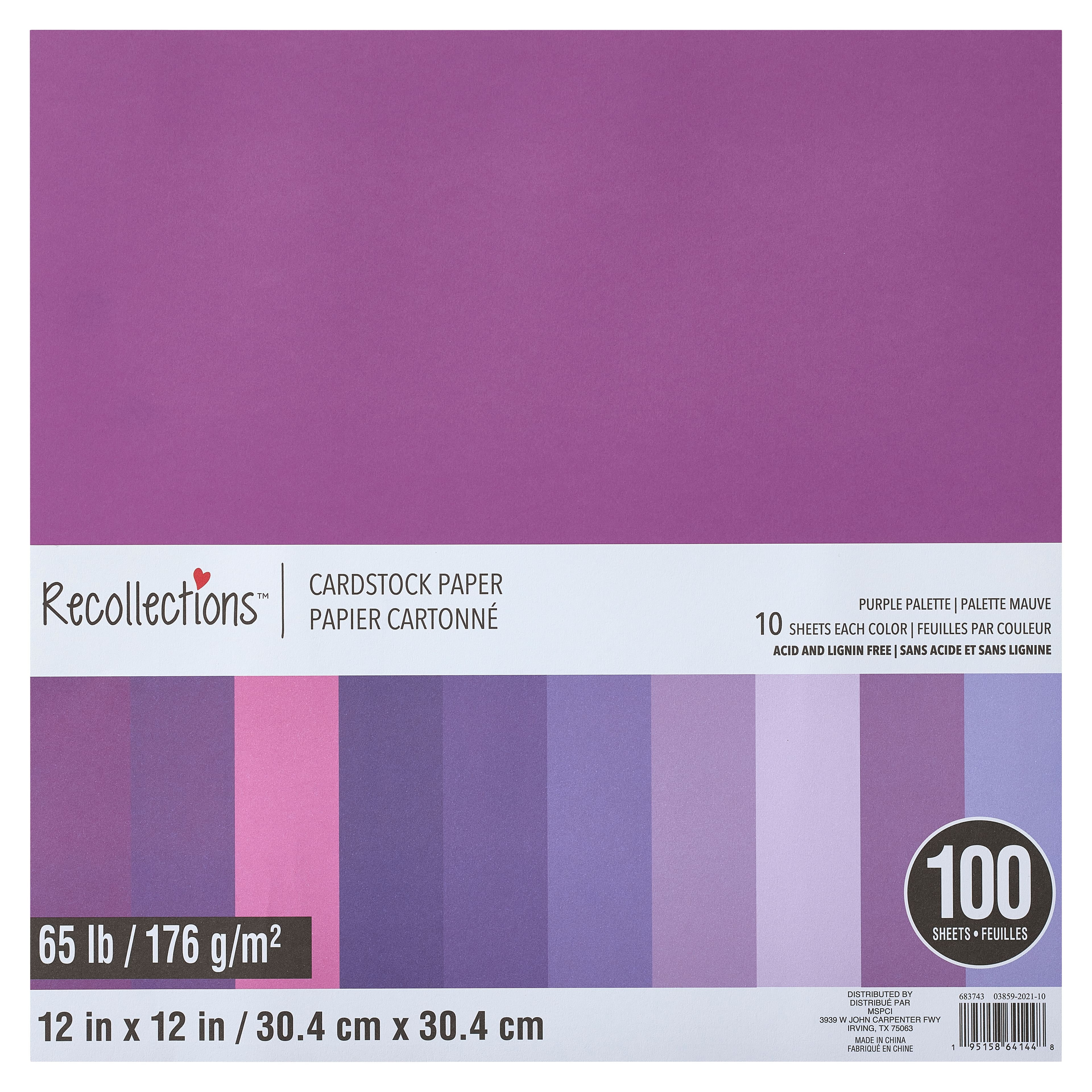 Purple Palette 12 x 12 Cardstock Paper by Recollections™, 100