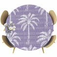 thumbnail image 1 of Purple Palm Tree Round Tablecloth 55-60 Inch Round Fitted Table Cloth with Elastic Edge, Summer Botanical Tropical Tree Waterproof Table Cover Protector for Outdoor Picnic Party Dining, 1 of 9