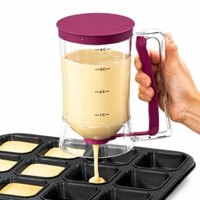 Purple Pancake Batter Dispenser Bottle, Funnel Cake Mix Pitcher, Food Grade Measuring Cup Funnel, Multipurpose Baking Essentials Cooking Tools for Cupcake, Cookie, Cake Mix Cream