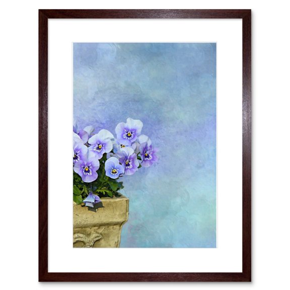 Purple Pansy Flowers Painting Framed Wall Art Print