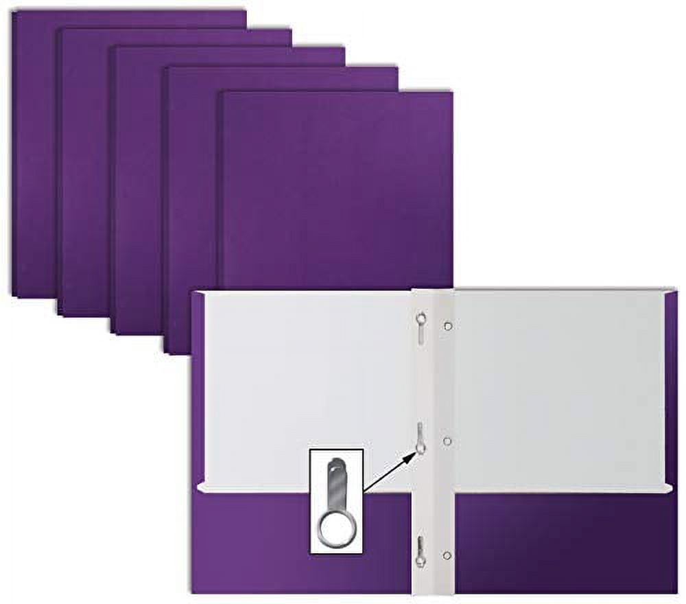 Purple Paper 2 Pocket Folders with Prongs, 50 Pack, by Better Office Products, Matte Texture, Letter Size Paper Folders, 50 Pack, with 3 Metal Prong Fastener Clips, Purple