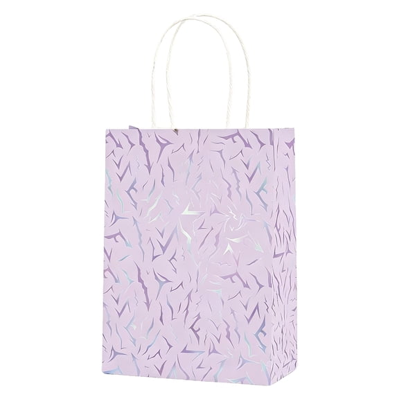 Purple Paper Gift Bags, Iridescent Pattern Paper Party Favor Bags with Handles, 15 Count Small Purple Paper Bags for Birthday Wedding Baby Shower Retail Shopping Merchandise Goodie Bag