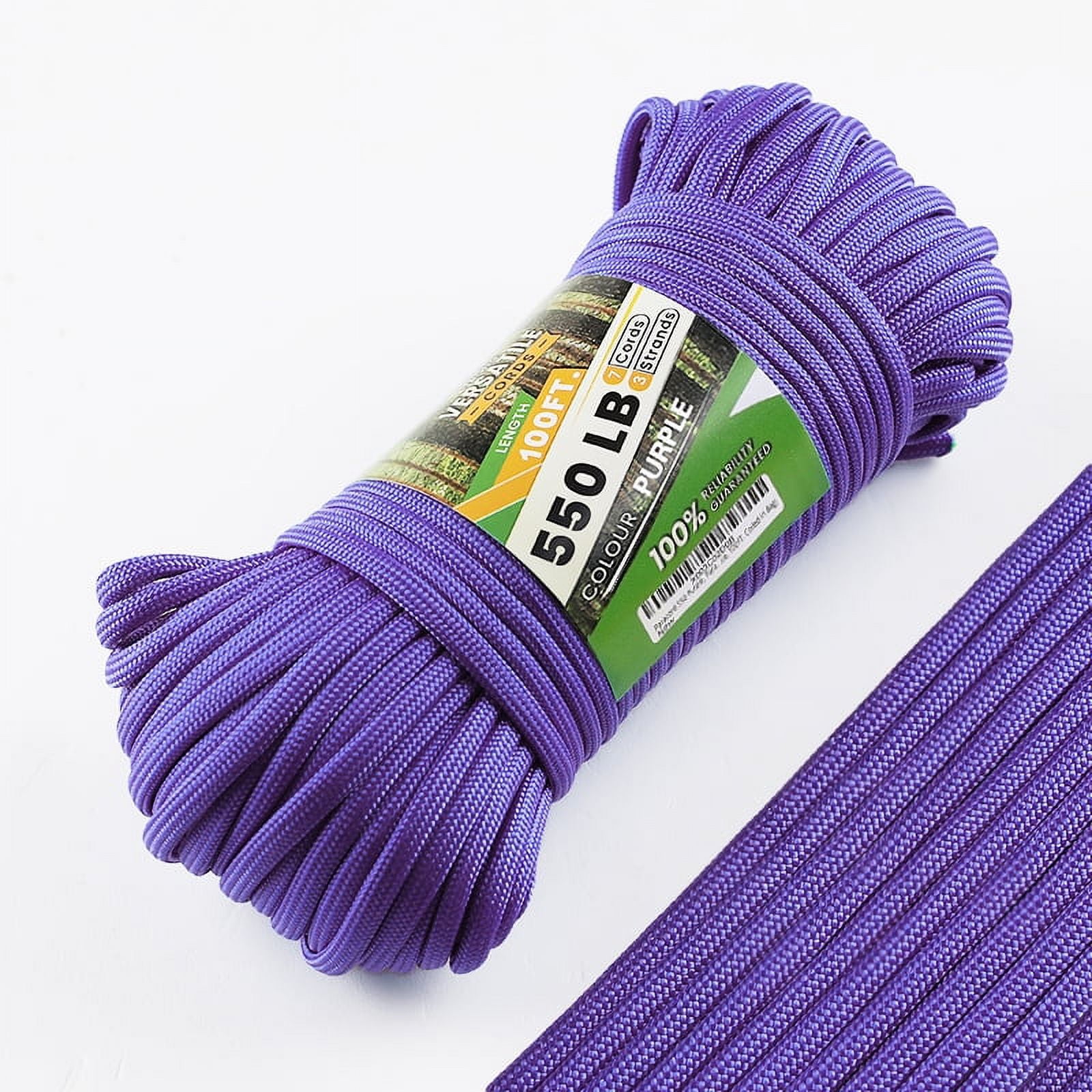 Purple Paracord 550, Parachute Cord Mil-Spec 100FT, 100% Nylon Rope in  Survival Gear and Equipment, Heavy Duty Rope for Bracelet, Leashes,  Lanyards and Camping (Blue, 100FT. COILED IN BAG) 