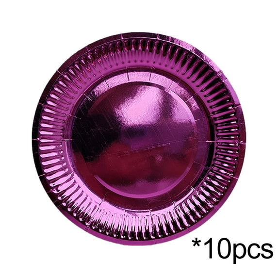 Purple Party Plates 7 Inch -10 Count, Disposable Plastic Dinner Plates for Party Dessert Cake Wedding Engagement Birthday