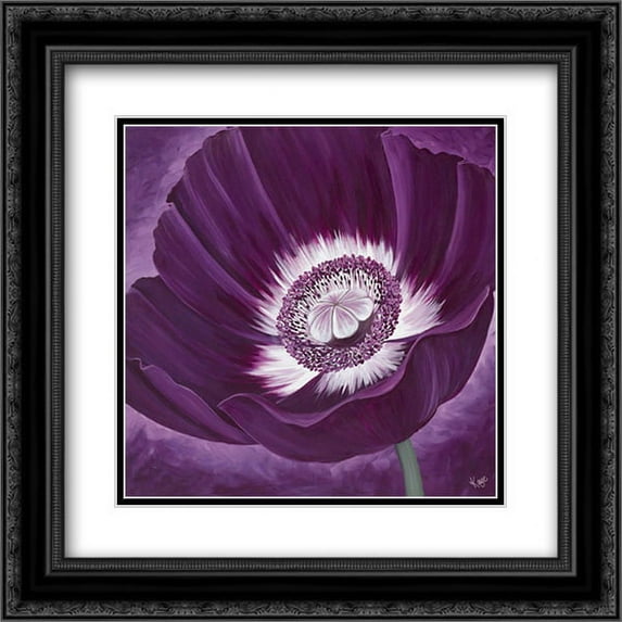Purple Passion II 2x Matted 20x20 Black Ornate Framed Art Print by Lake, Kaye