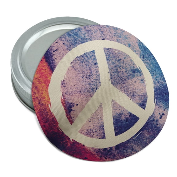 Purple Peace Sign Distressed Texture Round Rubber Non-Slip Jar Gripper Lid Opener