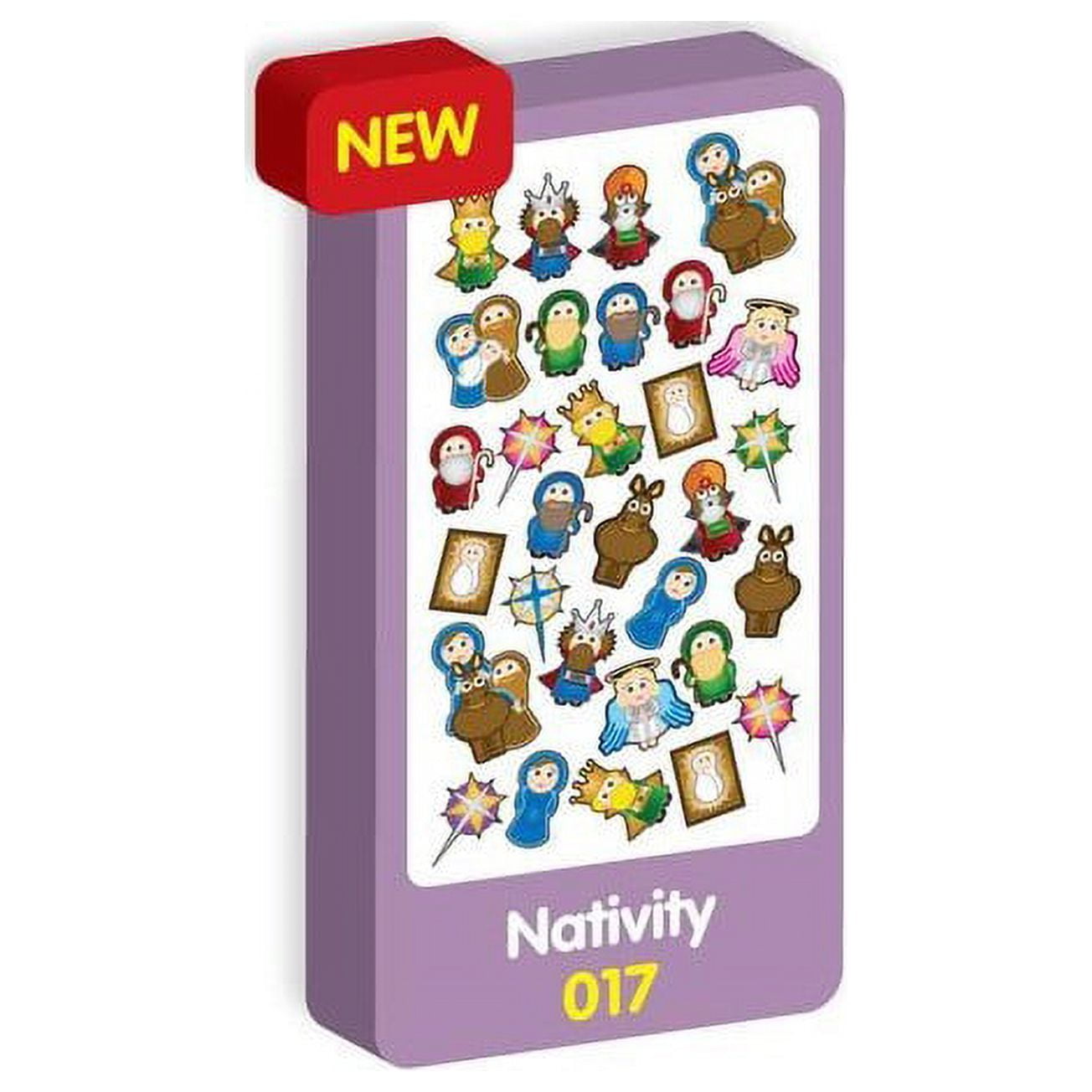 Purple Peach Nativity Christmas Stickers