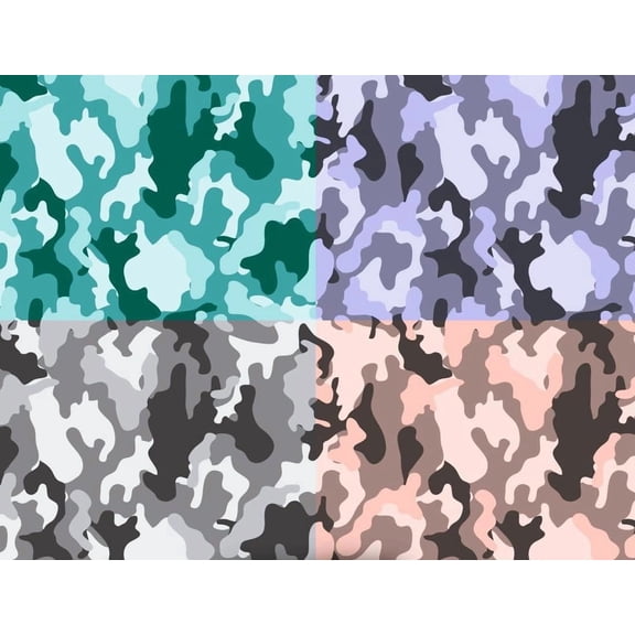 TNCT Purple, Peach, Turquoise & Gray Camoflauge Pattern Edible Image Chocolate Transfer Sheet, Multicolor