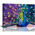thumbnail image 1 of Purple Peacock Canvas Wall Art Proud Peacock Pictures Wall Decor Abstract Bird Painting Prints Framed Artwork Decor for Living Dining Room Bedroom Bathroom 12"x16", 1 of 6