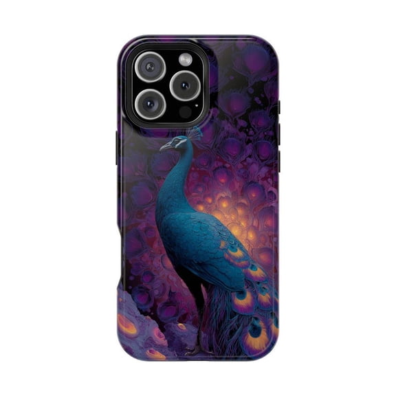 Purple Peacock Cosmic Feathers Celestial Art Phone Case for iPhone, Galaxy, Pixel - Lifetime Warranty