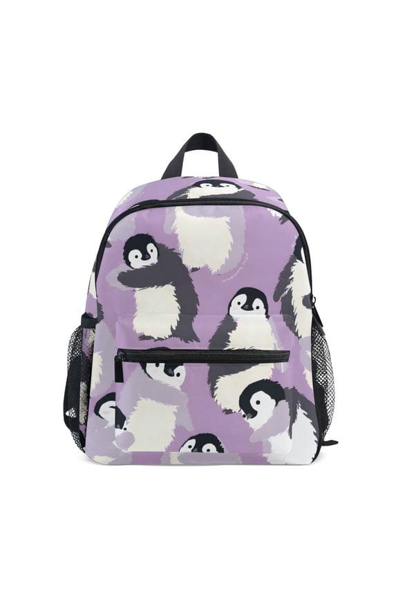 Purple Penguin Mini Backpack Cute Small Backpack with Chest Strap and Whistle Ages 3-8